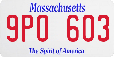 MA license plate 9PO603