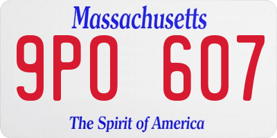 MA license plate 9PO607