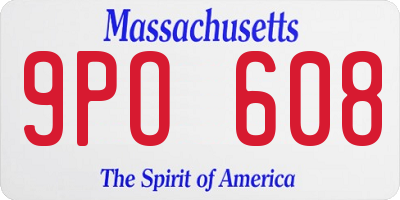 MA license plate 9PO608