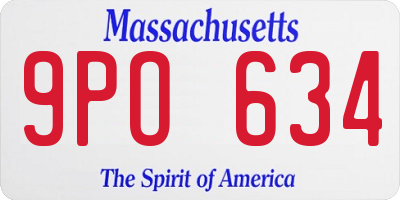 MA license plate 9PO634