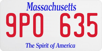 MA license plate 9PO635