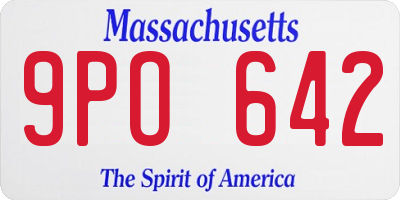 MA license plate 9PO642