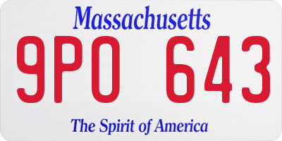 MA license plate 9PO643