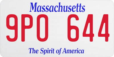 MA license plate 9PO644