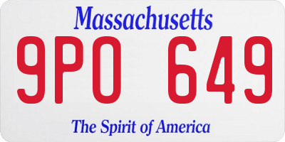 MA license plate 9PO649