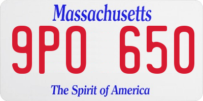 MA license plate 9PO650