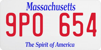 MA license plate 9PO654