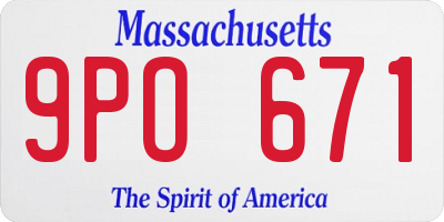 MA license plate 9PO671