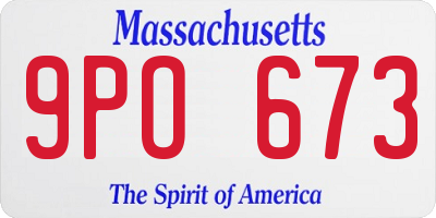 MA license plate 9PO673