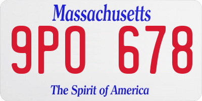 MA license plate 9PO678