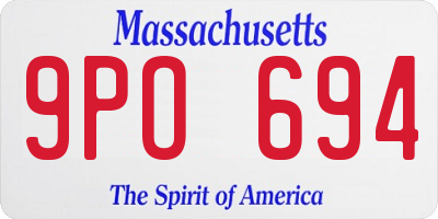 MA license plate 9PO694