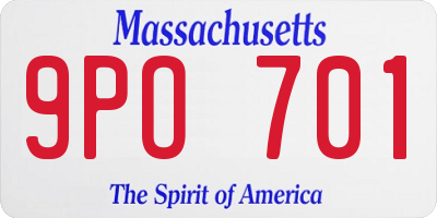 MA license plate 9PO701