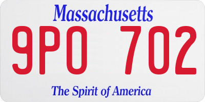 MA license plate 9PO702