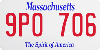 MA license plate 9PO706