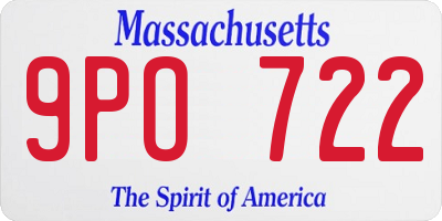 MA license plate 9PO722