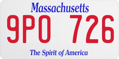 MA license plate 9PO726