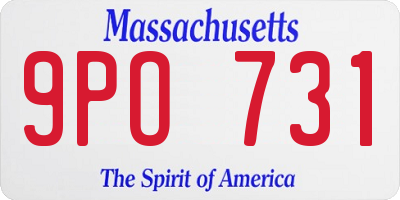 MA license plate 9PO731