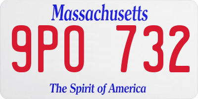 MA license plate 9PO732