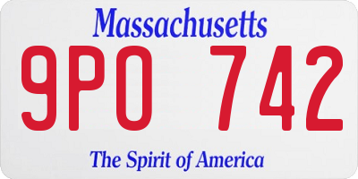 MA license plate 9PO742