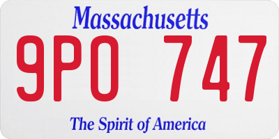 MA license plate 9PO747
