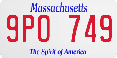 MA license plate 9PO749