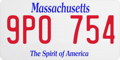 MA license plate 9PO754