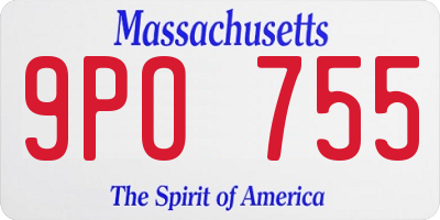 MA license plate 9PO755