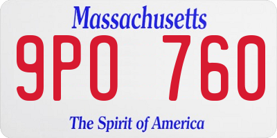 MA license plate 9PO760