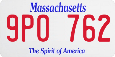 MA license plate 9PO762