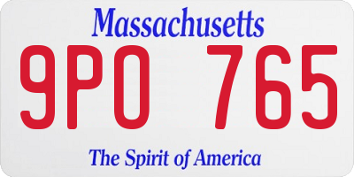 MA license plate 9PO765