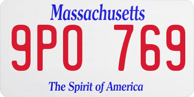 MA license plate 9PO769