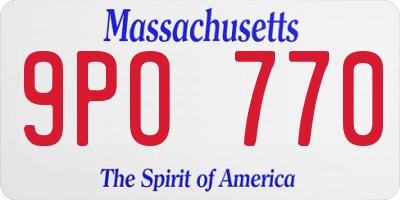 MA license plate 9PO770