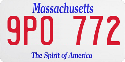 MA license plate 9PO772