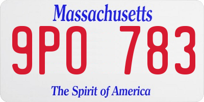 MA license plate 9PO783