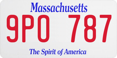 MA license plate 9PO787