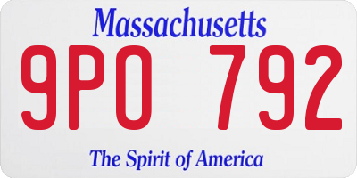 MA license plate 9PO792
