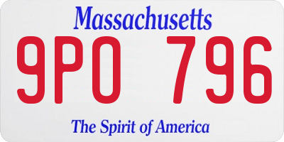 MA license plate 9PO796