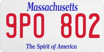 MA license plate 9PO802