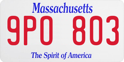 MA license plate 9PO803