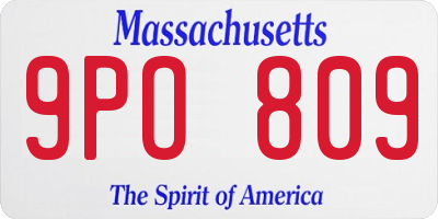 MA license plate 9PO809