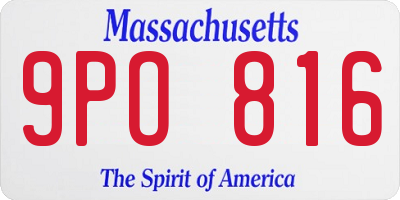 MA license plate 9PO816