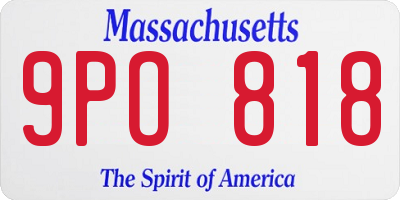 MA license plate 9PO818
