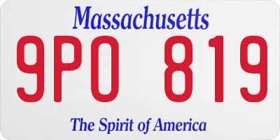 MA license plate 9PO819