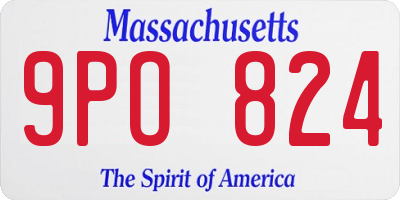 MA license plate 9PO824