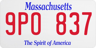MA license plate 9PO837
