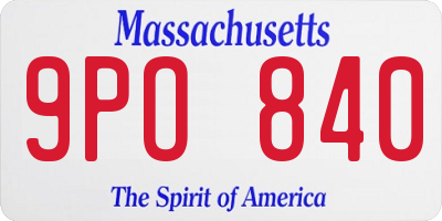 MA license plate 9PO840