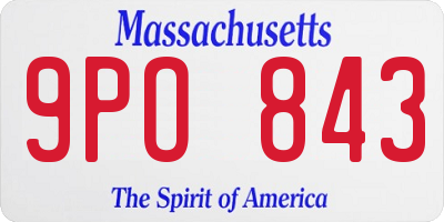 MA license plate 9PO843