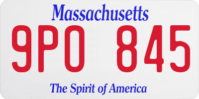MA license plate 9PO845