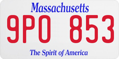 MA license plate 9PO853