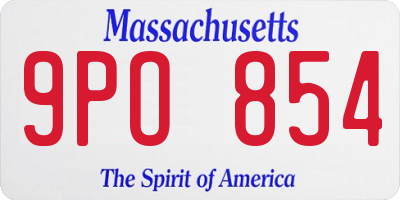 MA license plate 9PO854